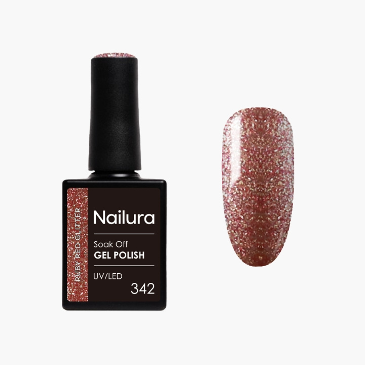 Nailura Gelpolish 342 – Ruby Red Glitter – 10 ml i gruppen SKØNHED & HELSE / Manicure / pedicure / Neglelak hos TP E-commerce Nordic AB (D41577)