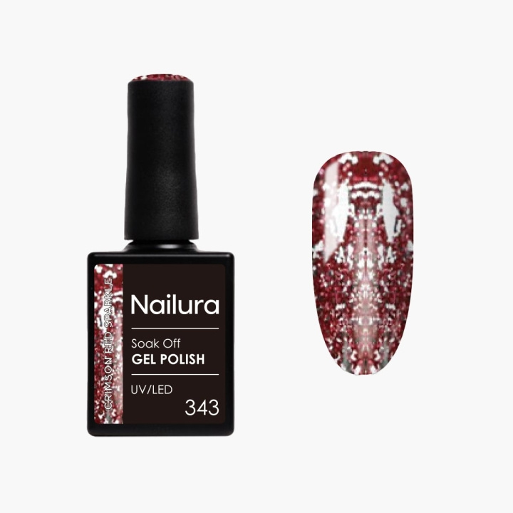 Nailura Gelpolish 343 – Crimson Red Sparkle – 10 ml i gruppen SKØNHED & HELSE / Manicure / pedicure / Neglelak hos TP E-commerce Nordic AB (D41578)