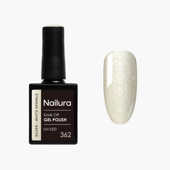Nailura Gelpolish 362 – Silver White Sparkle – 10 ml i gruppen SKØNHED & HELSE / Manicure / pedicure / Neglelak hos TP E-commerce Nordic AB (D41593)