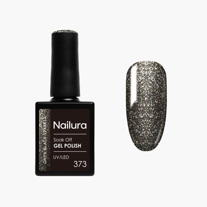 Nailura Gelpolish 373 – Onyx Black Sparkle – 10 ml i gruppen SKØNHED & HELSE / Manicure / pedicure / Neglelak hos TP E-commerce Nordic AB (D41599)
