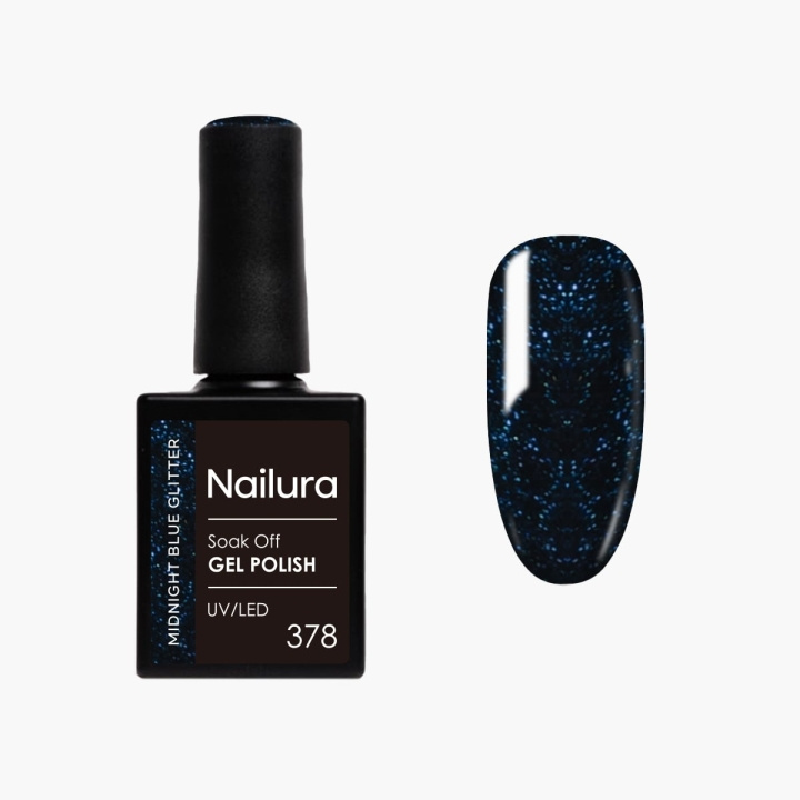 Nailura Gel Polish 378 – Midnight Blue Glitter – 10 ml i gruppen SKØNHED & HELSE / Manicure / pedicure / Neglelak hos TP E-commerce Nordic AB (D41602)