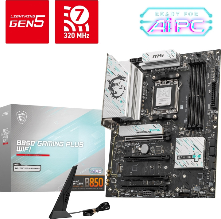 MSI B850 GAMING PLUS WIFI AM5 ATX-bundkort i gruppen COMPUTERTILBEHØR / Computerkomponenter / Bundkort hos TP E-commerce Nordic AB (D41793)