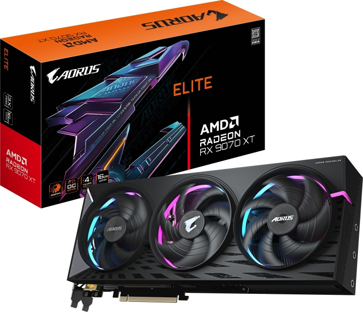 Gigabyte AORUS Radeon RX 9070 XT ELITE 16 GB grafikkort billede