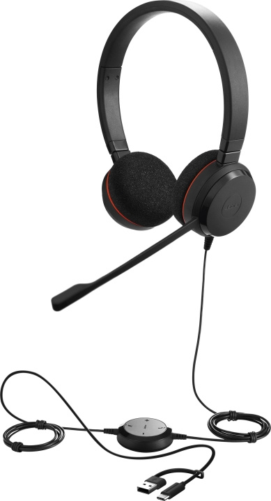 Jabra Evolve 20 headset, stereo, UC, USB-C/USB-A- i gruppen COMPUTERTILBEHØR / Computer Tilbehør / Headset hos TP E-commerce Nordic AB (D41852)