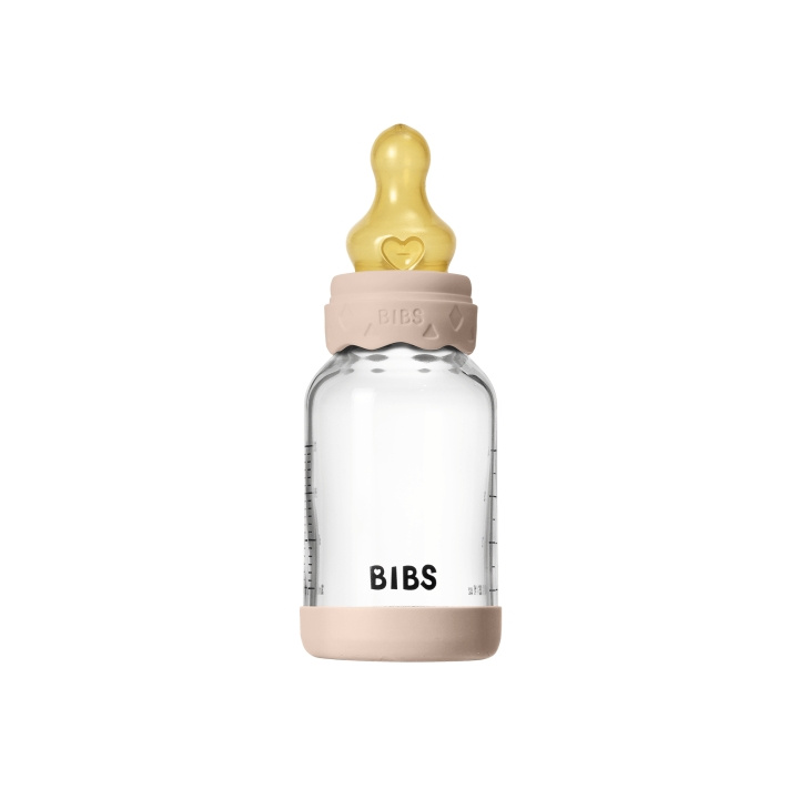 BIBS Glass Boheme-sutteflaske, rund, med latex - Blush - 120 ml i gruppen LEGETØJ, BØRN & BABY / Pleje, sundhed og hygiejne / Sutter & Tandringe hos TP E-commerce Nordic AB (D42248)