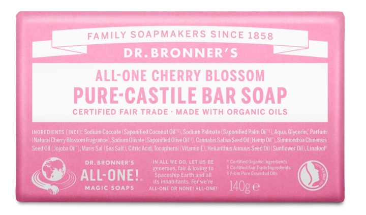 Dr. Bronner\'s - Sæbe i fast form med kirsebærblomst 140 g i gruppen SKØNHED & HELSE / Hudpleje / Kropspleje / Duft sæbe hos TP E-commerce Nordic AB (D43069)