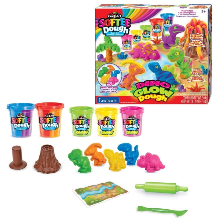 Cra-Z-Art Softee Dough Dino Neon-dej-sæt (CRDOUGH11) i gruppen LEGETØJ, BØRN & BABY / Legetøj / Hobbyartikler hos TP E-commerce Nordic AB (D43092)