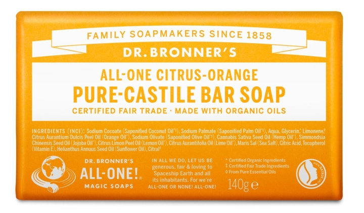 Dr. Bronner\'s Dr. Bronner\'s - Fast sæbe Citrus-Appelsin 140 g i gruppen SKØNHED & HELSE / Hudpleje / Kropspleje / Duft sæbe hos TP E-commerce Nordic AB (D43099)