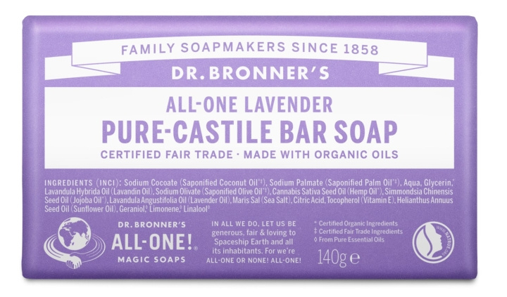 Dr. Bronner\'s Dr. Bronner\'s – Fast sæbe med lavendel 140 g i gruppen SKØNHED & HELSE / Hudpleje / Kropspleje / Duft sæbe hos TP E-commerce Nordic AB (D43305)
