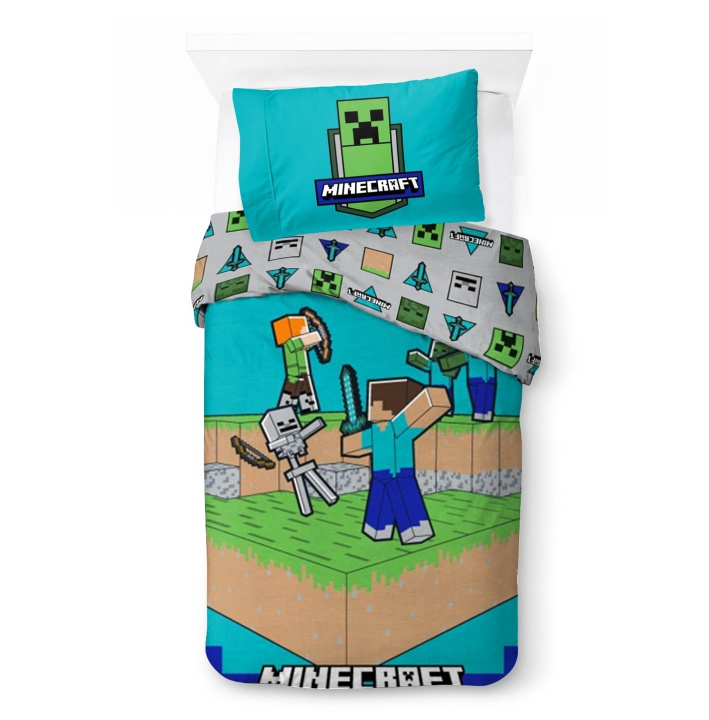 BrandMac Sengetøj – voksenstørrelse 140 x 200 cm – Minecraft: Kampen er i gang (1029658) i gruppen HJEM, HUS & HAVE / Interiør / Sengetøj hos TP E-commerce Nordic AB (D43334)