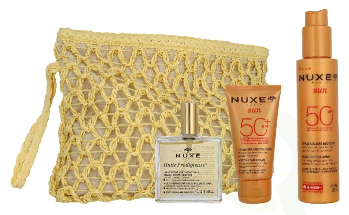 Nuxe Silky Summer Routine Set 250 ml Body Spray SPF50 150ml/Face Sunscreen Cream SPF50+ 50ml/Dry Care Oil 50ml i gruppen SKØNHED & HELSE / Gaveæske / Gaveæske til hende hos TP E-commerce Nordic AB (D43799)
