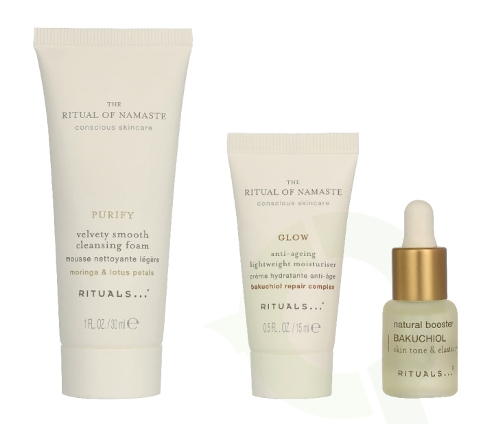 Rituals Namaste Set 51.5 ml Velvety Smooth Cleansing Foam 30ml/Anti-Ageing Lightweight Moisturiser 15ml/Bakuchiol Natural Booster 6,5ml i gruppen SKØNHED & HELSE / Hudpleje / Ansigt hos TP E-commerce Nordic AB (D44120)