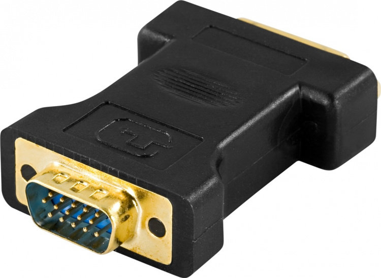 DELTACO DVI-adapter, DVI-I Single Link - VGA, 24+5-pin hun - 15-pin ha