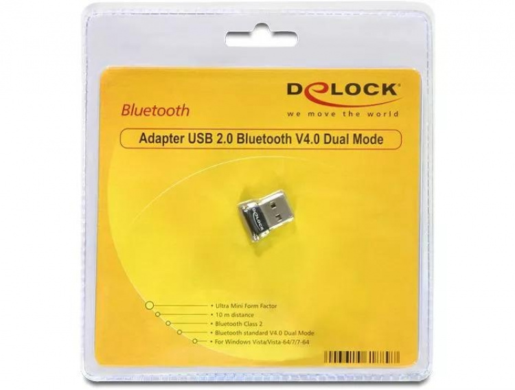 DeLOCK Bluetooth 4.0 klasse 2(10m), USB 2.0, 3 Mb/s, sort