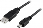 DELTACO USB 2.0 kabel Type A Han - Type Mini B Han 1m, sort