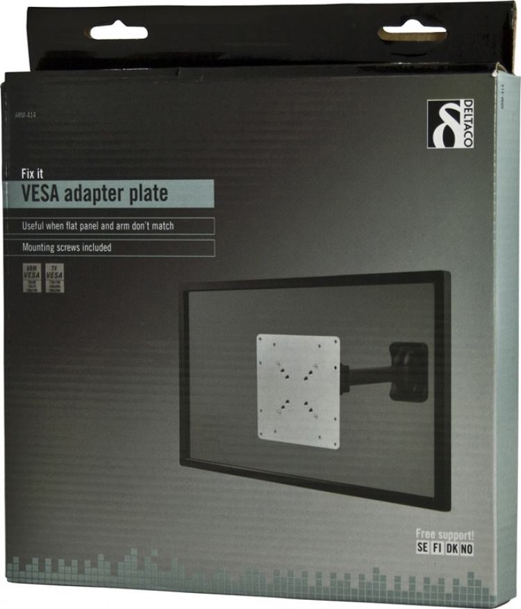 DELTACO, VESA-konverter, 75x75/100x100mm til 120x180/200x100/200x200mm