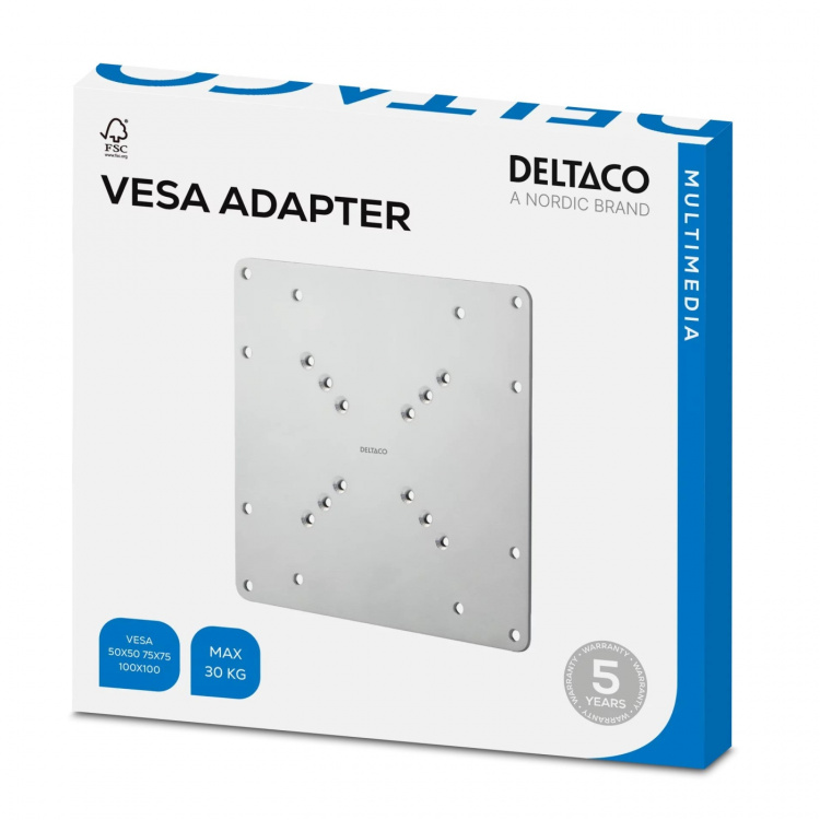 DELTACO, VESA-konverter, 75x75/100x100mm til 120x180/200x100/200x200mm