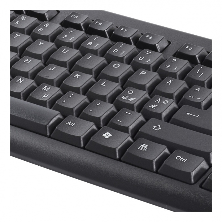 DELTACO tastatur, nordisk layout, USB, sort