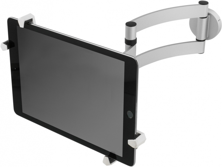 DELTACO Vægbeslag til tablets, vridbar 360ø, 3 leder, grå