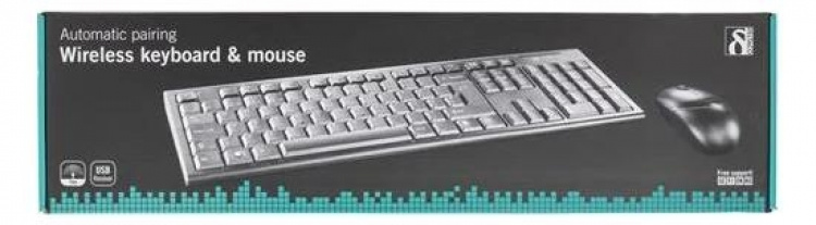 DELTACO trådløst tastatur og mus, USB nano modtagere, 10m, nordisk,