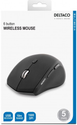 DELTACO trådløs optisk mus, 5 knapper med scrol, <b>1600 DPI</b>, US