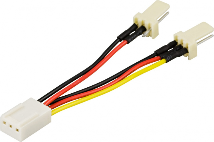 DELTACO Adapterkabel til 3-pins blæser, Y-kabel 2-1