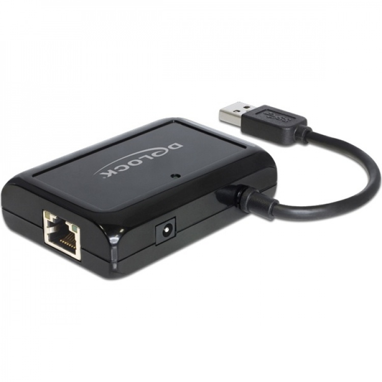 DeLOCK USB 3.0 Hub + Gigabit LAN, ekstern 3-port USB 3.0 hub med Gigab