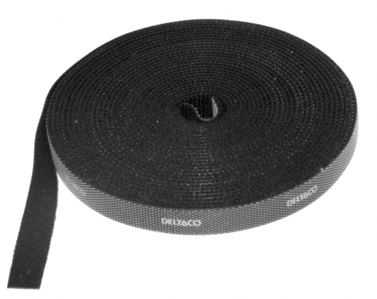 DELTACO burrebånd, 5m, 10mm, sort