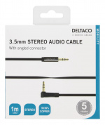 DELTACO lydkabel, vinklet 3,5mm han til 3,5mm han, 1m, sort