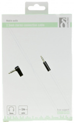 DELTACO lydkabel, vinklet 3,5mm han til 3,5mm han, 1m, hvid