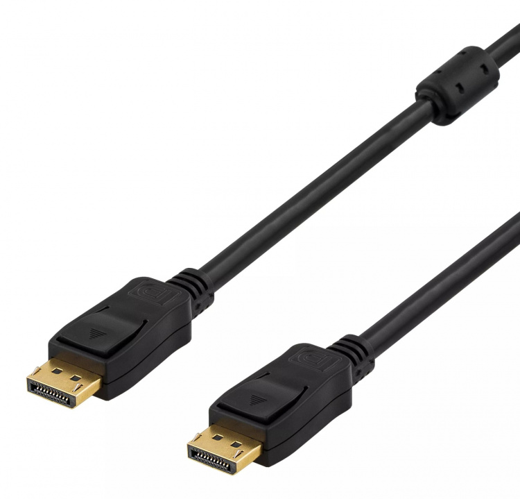 DELTACO PRIME, DisplayPort monitorkabel, 20-pin han-han, 3m, sort