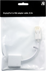 DELTACO DisplayPort til VGA-adapter, 20-pin han - 15-pin hun, 0,2m, hv