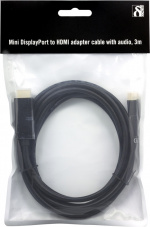 DELTACO mini DisplayPort til HDMI-monitorkabel <b>med lyd</b>, 20-pin