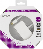 DELTACO mini DisplayPort til HDMI og VGA-adapter, 20-pin han - 19-pin