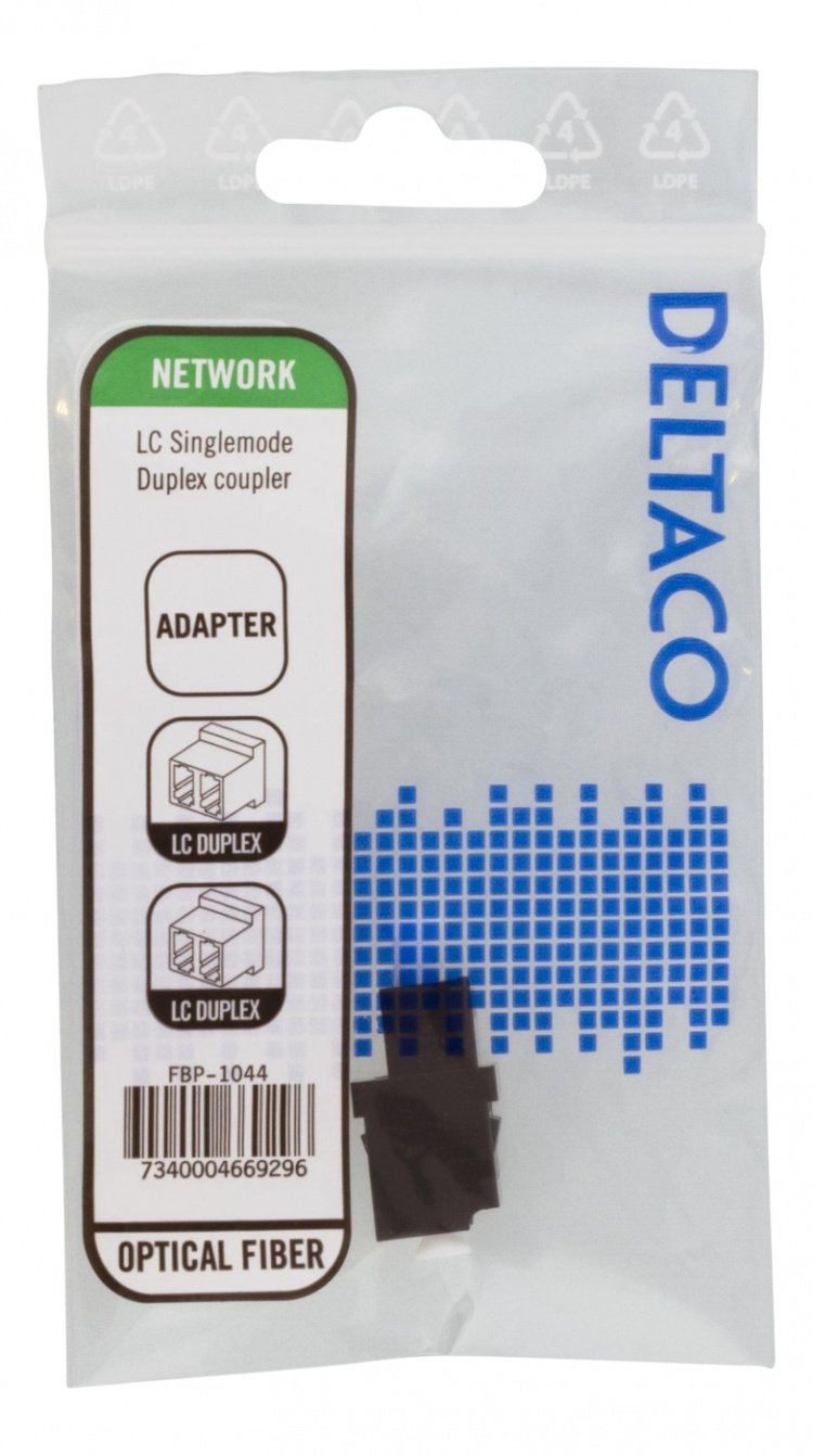 DELTACO Hætte, fiber, LC-LC, singlemode, duplex, keramisk, plast
