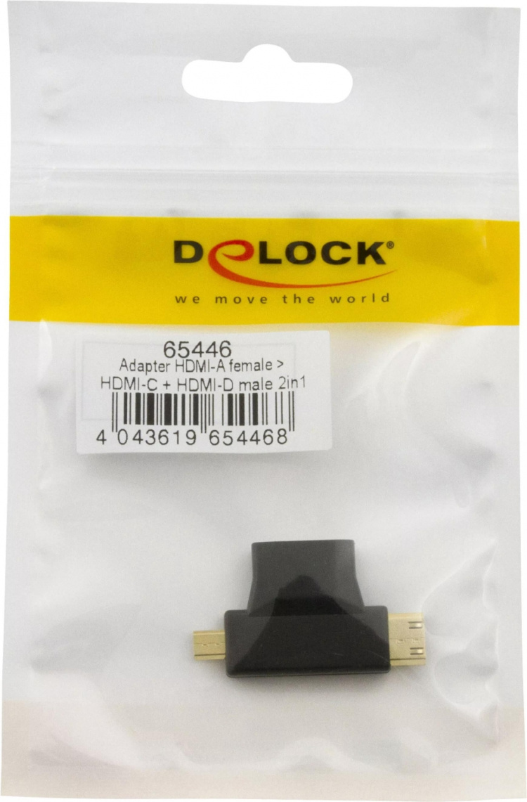 DeLOCK HDMI adapter, 19-pin hun til Mini-HDMI/Micro-HDMI, sort