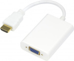DELTACO HDMI til VGA adapter, 19-pin han - 15-pin hun, 0.2m, hvid