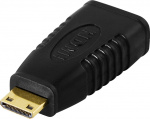 DELTACO HDMI-adapter, mini HDMI han til HDMI hun, 19-pin, guldplettere
