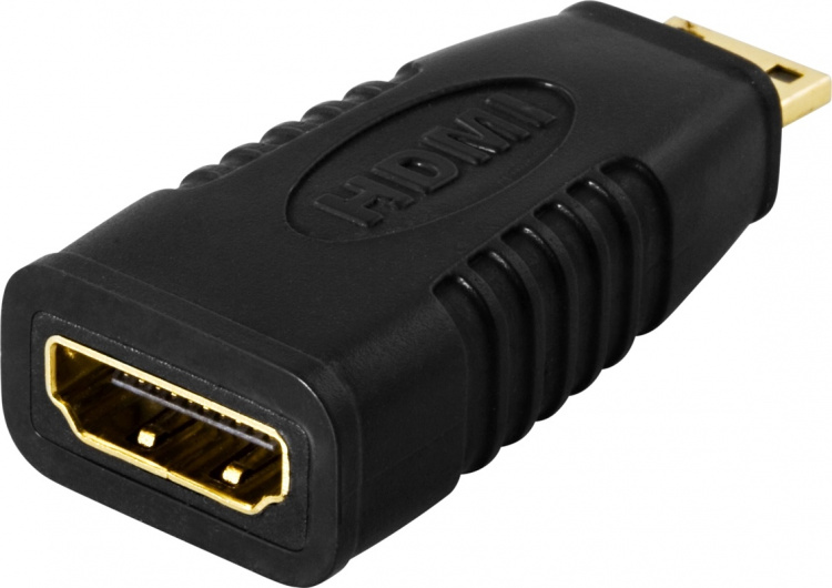 DELTACO HDMI-adapter, mini HDMI han til HDMI hun, 19-pin, guldplettere