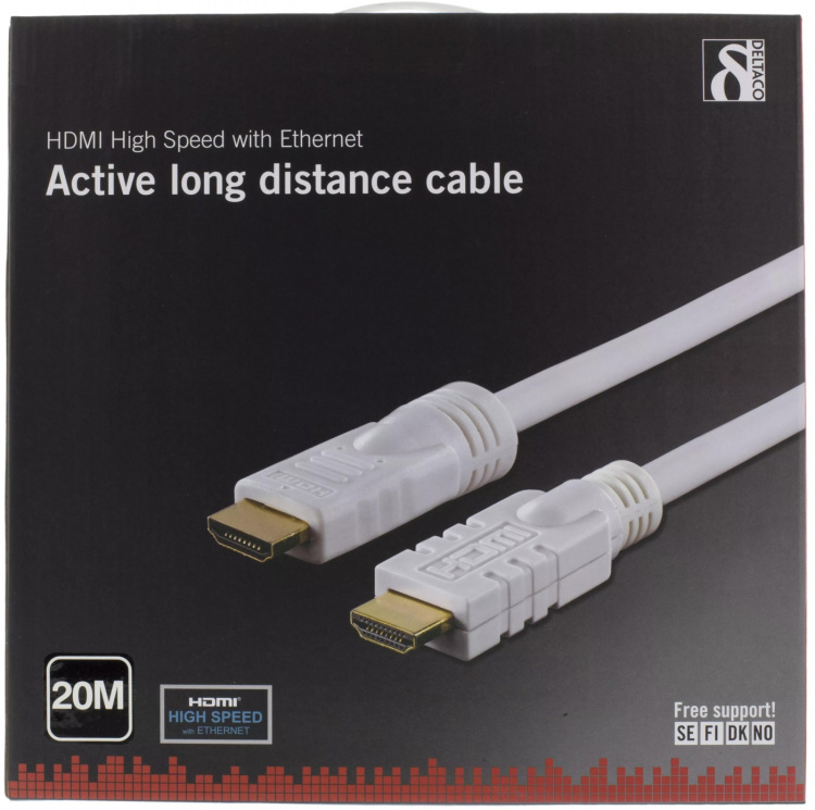 DELTACO <b>aktivt HDMI kabel</b>, HDMI High Speed with Ethernet, HDMI