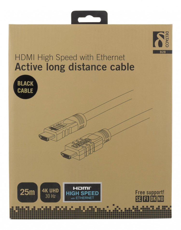 DELTACO <b>aktivt HDMI kabel</b>, HDMI High Speed with Ethernet, HDMI