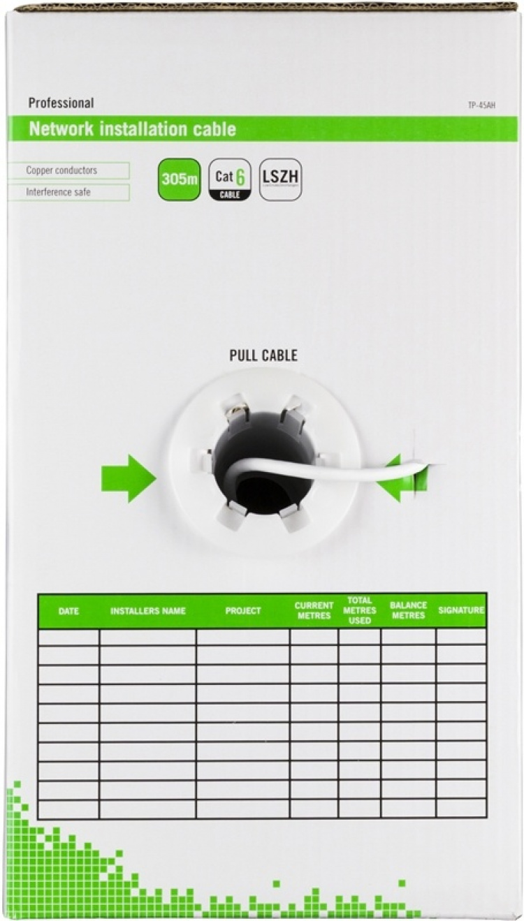 DELTACO UTP installationskabel, Cat6, LSZH, 305m, hvid