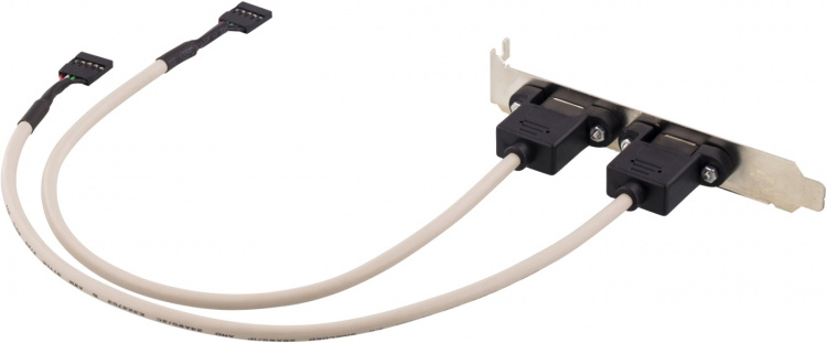DELTACO internt kabel til USB 2.0, PCI-dækplade, 2xIDC5 hun - 2xUSB 2