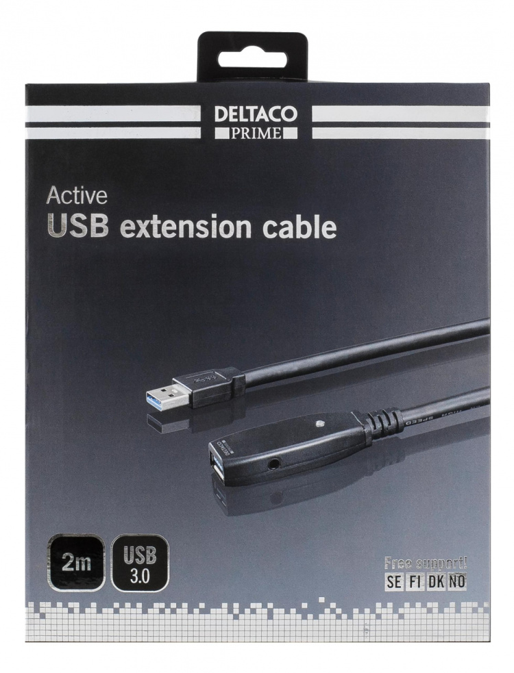 DELTACO USB 3.0-forlængerkabel, aktivt, Type A han - Type A han, <b>2