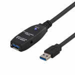 DELTACO PRIME aktiv USB 3.0-forlængerkabel, Type A han-hun,3m,sort
