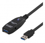 DELTACO PRIME aktiv USB 3.0-forlængerkabel, Type A han - hun, 7m, sort