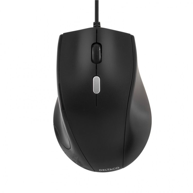 DELTACO optisk mus, <b>3 knapper med scroll</b>, ergonomisk form, just