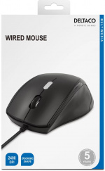 DELTACO optisk mus, <b>3 knapper med scroll</b>, ergonomisk form, just