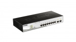 D-Link netværksswitch, Layer 2, 10/100/1000Mbps, 8xRJ45, 2xSFP, PoE,