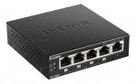 D-Link switch 5x10/100Mbps RJ45, 1xPoE, bordmodel, sort